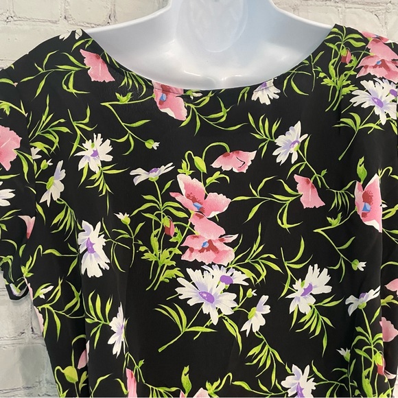 Black Floral Print Dress Medium - Picture 7 of 8
